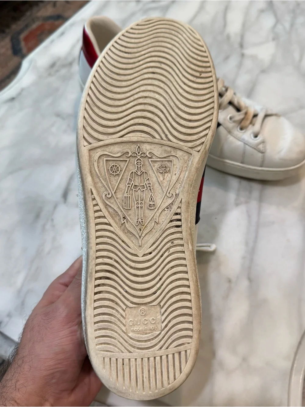 Gucci Ace LOVED Leather Sneakers Men’s US 10 White Web Stripe Made In Italy